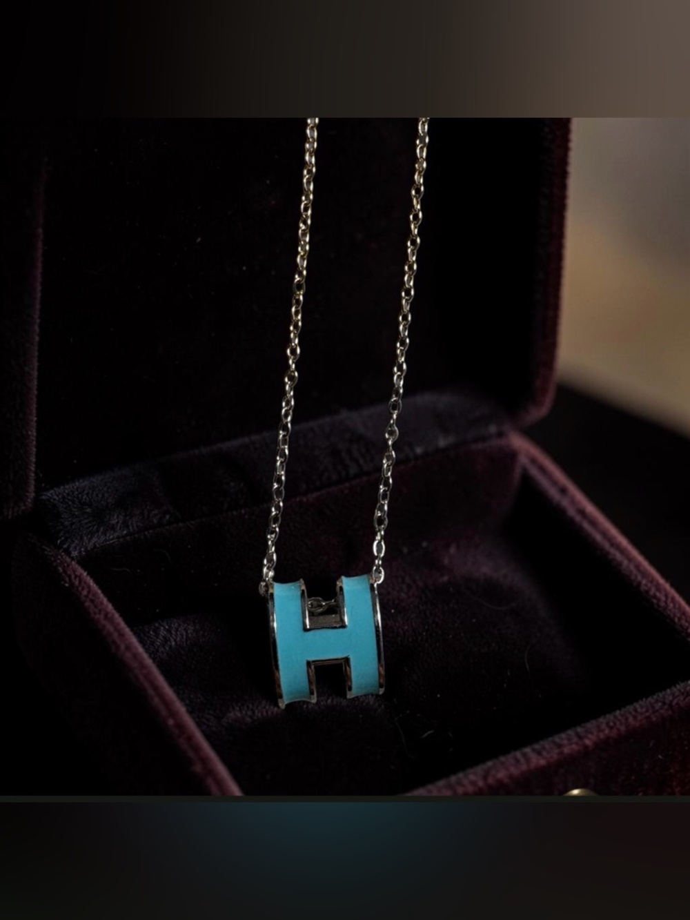 Stainless small blue Pendant Necklace